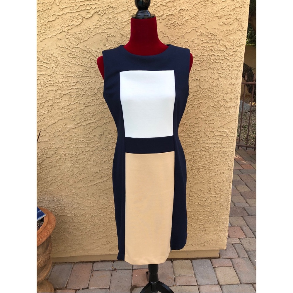 Block-Pattern Calvin Klein Dress
